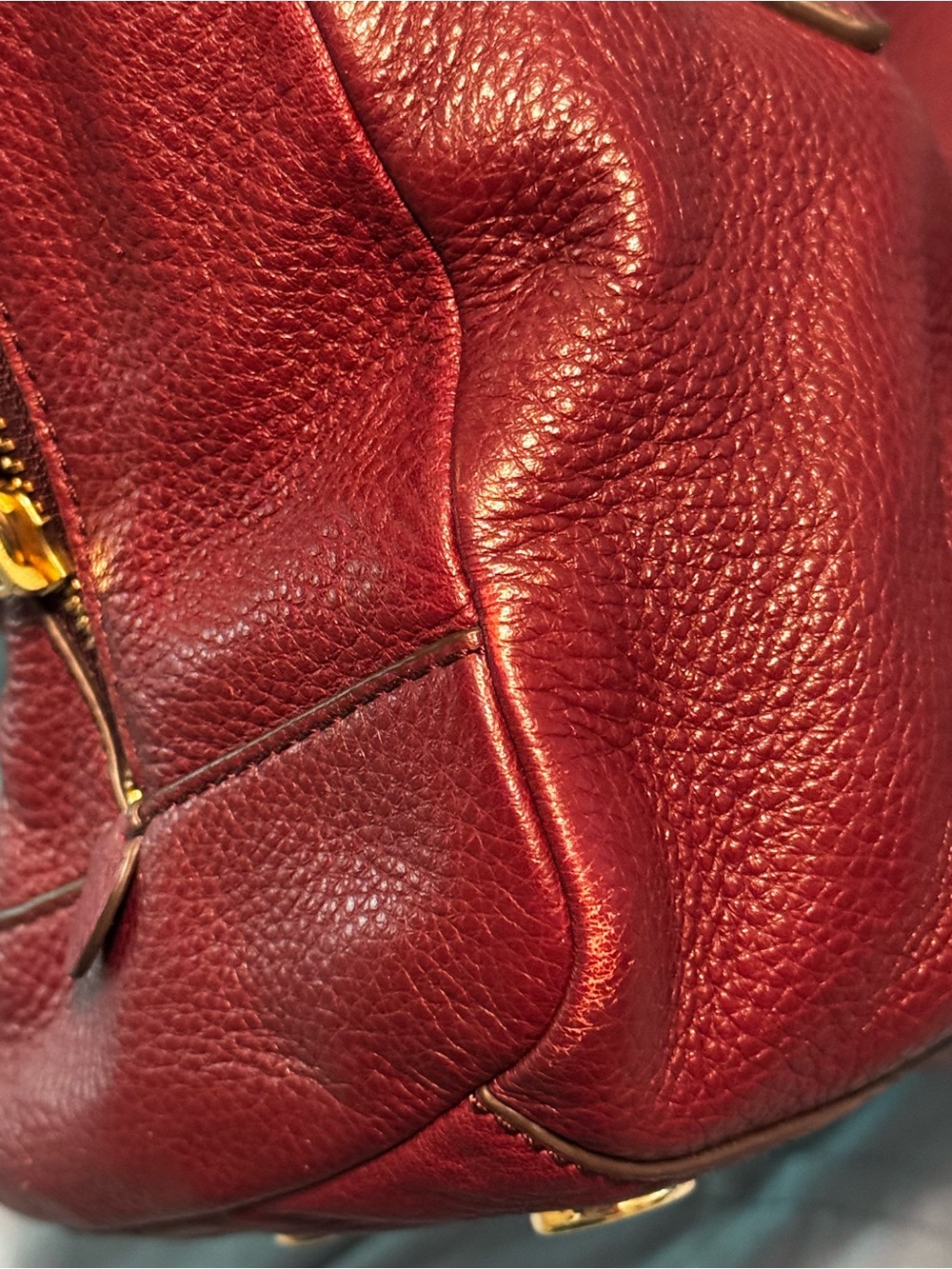 Fossil Deep Burgundy Leather Tote Satchel - Picture 9 of 10